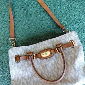 Michael Kors White and Brown Shoulder Bag